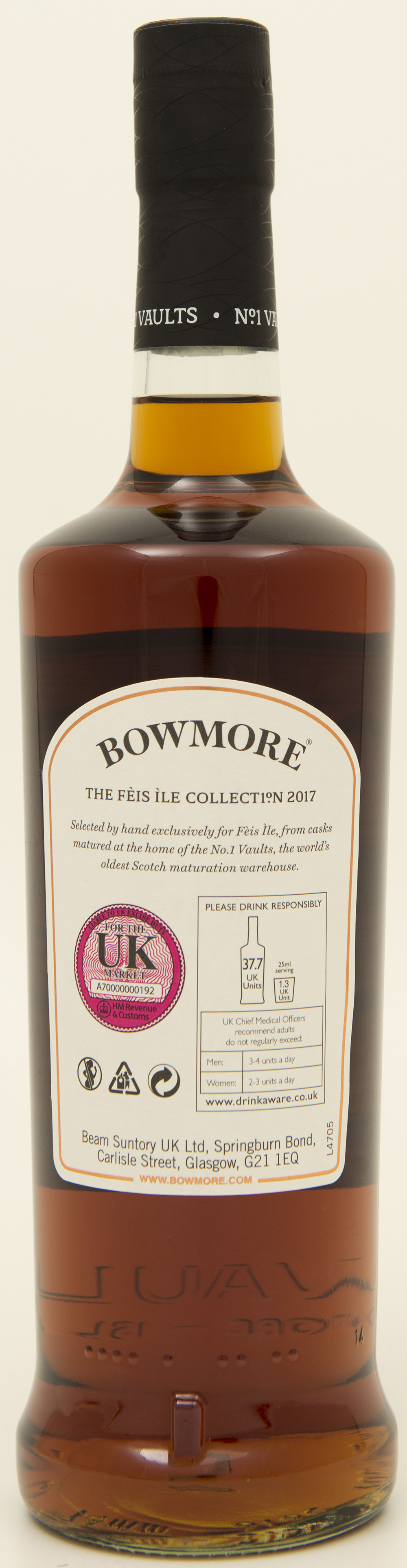 Billede: DSC_3218 - Bowmore 11 - Feis Isle 2017 - bottle back.jpg