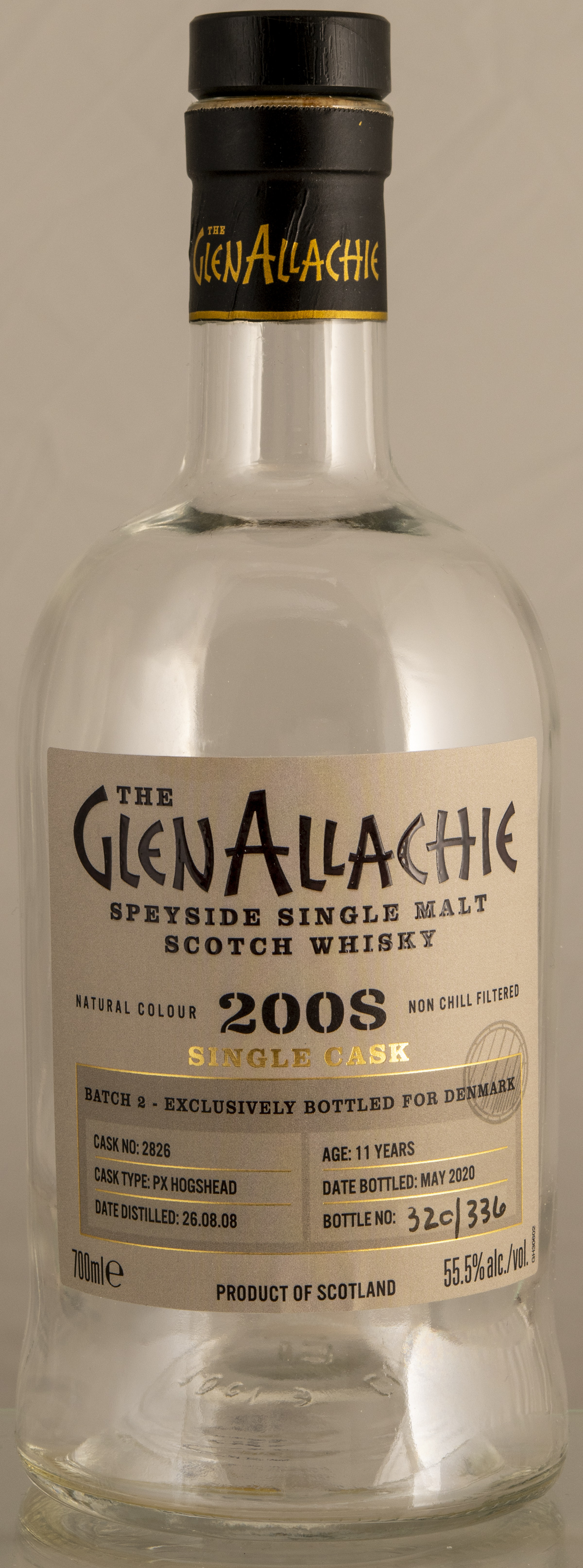 Billede: D85_8408 - The GlenAllachie 2008 single cak 2826 PX Hogshead - bottle front.jpg