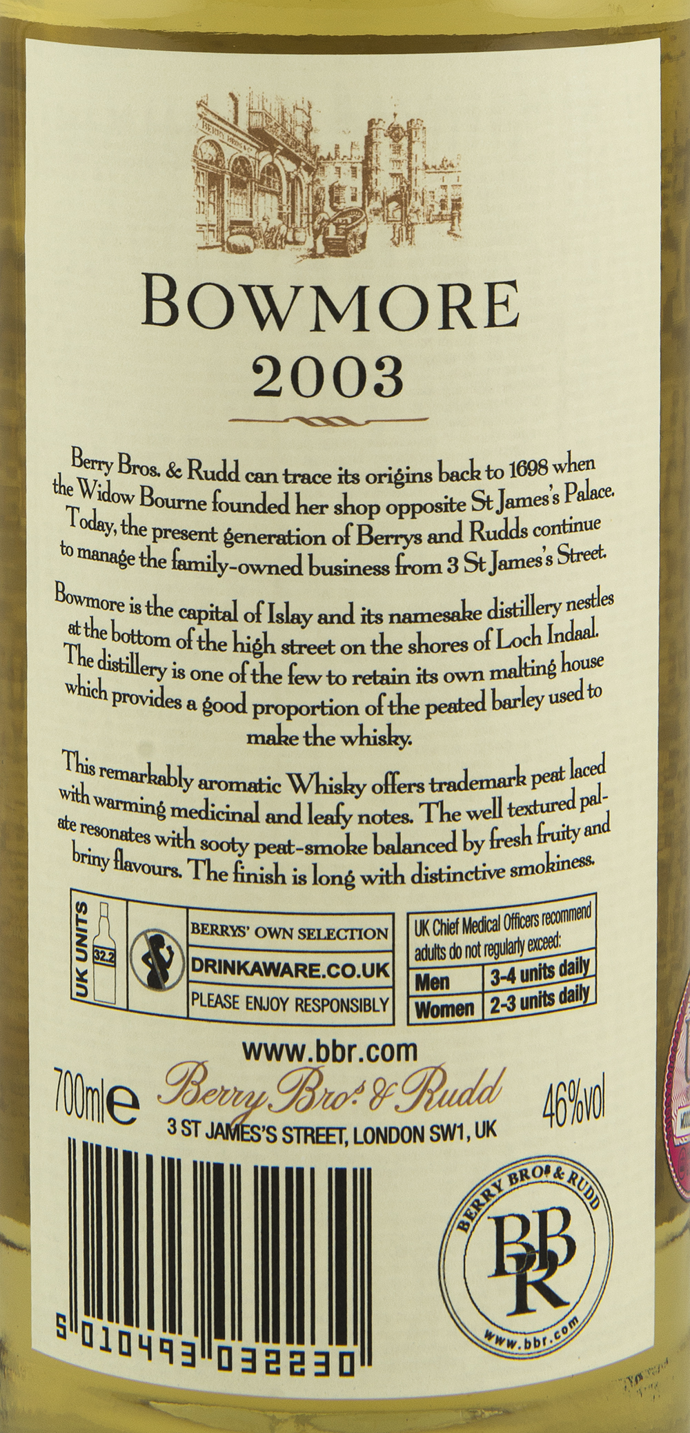 Billede: DSC_0696 BBR Bowmore Distillery 2003 - back label.jpg
