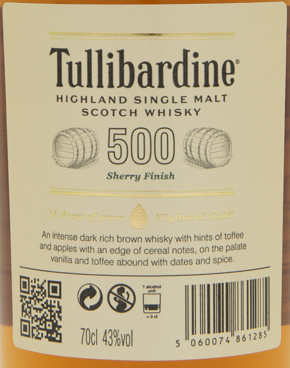 Billede: DSC_3728 Tullibardine 500 Sherry Finish - bottle back label.jpg