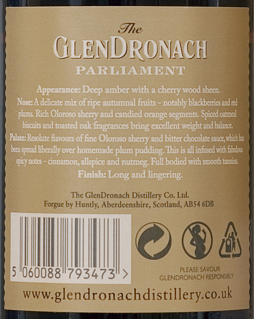 Billede: glendronach 21 parliament - back label.jpg