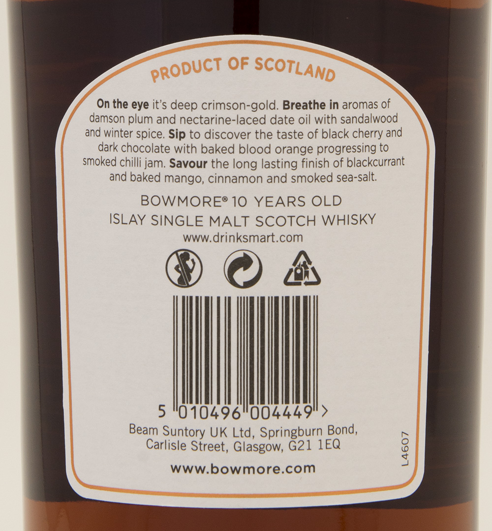 Billede: DSC_1378 - Bowmore 10 Limited edition Oloroso and wine casks - back label.jpg