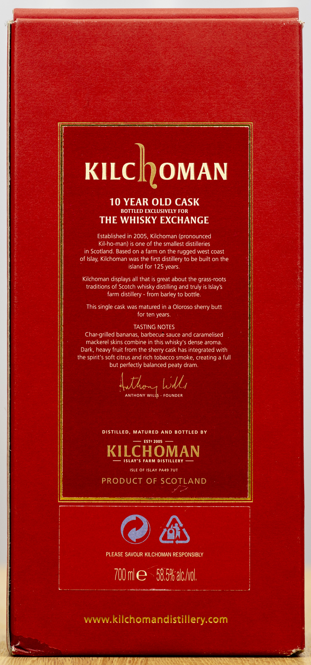 Billede: PHC_1545 - Kilchoman 10 year Whisky Exchange - box back.jpg