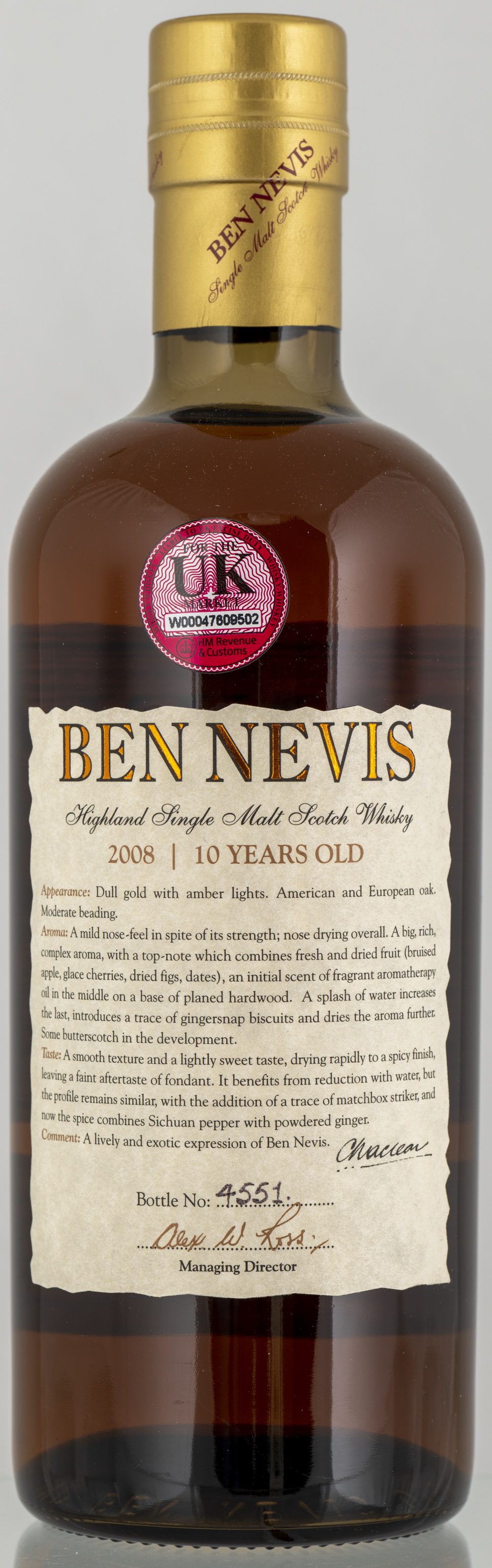 Billede: PHC_2585 - Ben Nevis 10 Batch No. 1 Limited Edition - bottle back.jpg