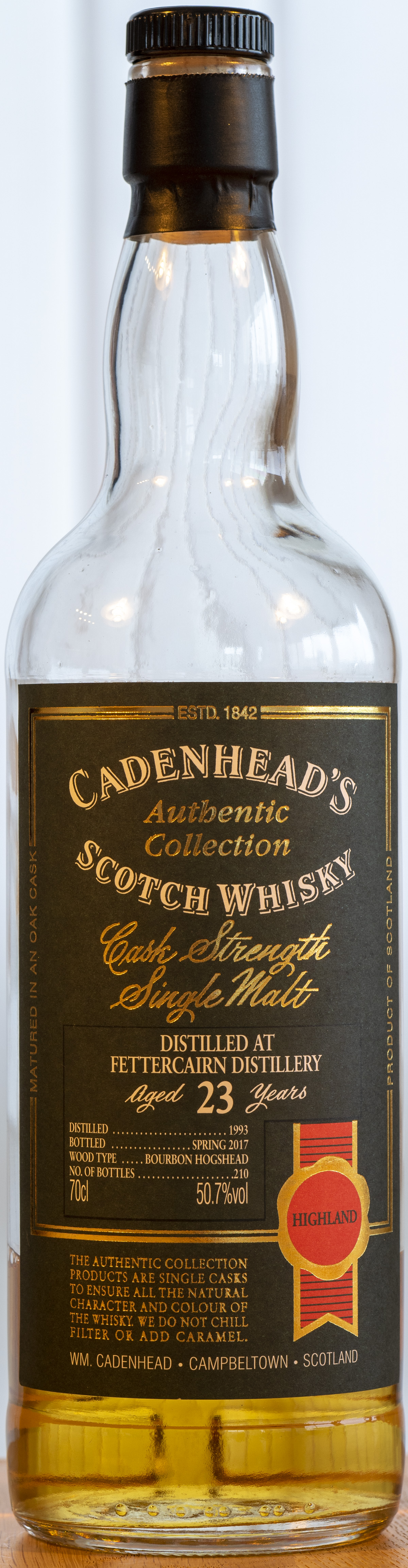 Billede: PHC_3908- Cadenhead Authentic Collection Fettercairn 23y - bottle front.jpg