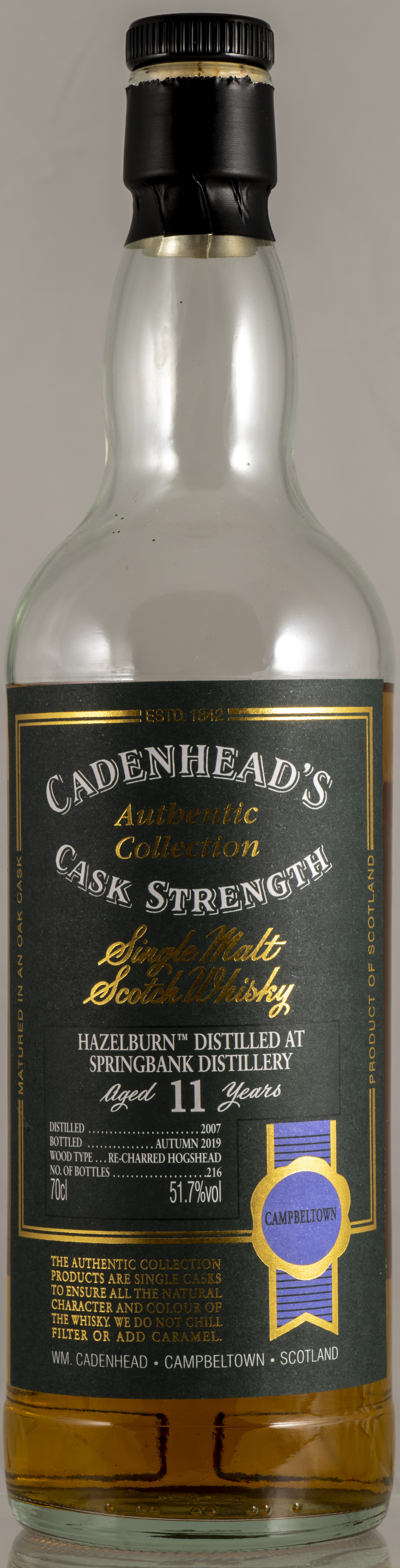 Billede: PHC_6075 - Cadenhead Hazelburn 11 - bottle front.jpg
