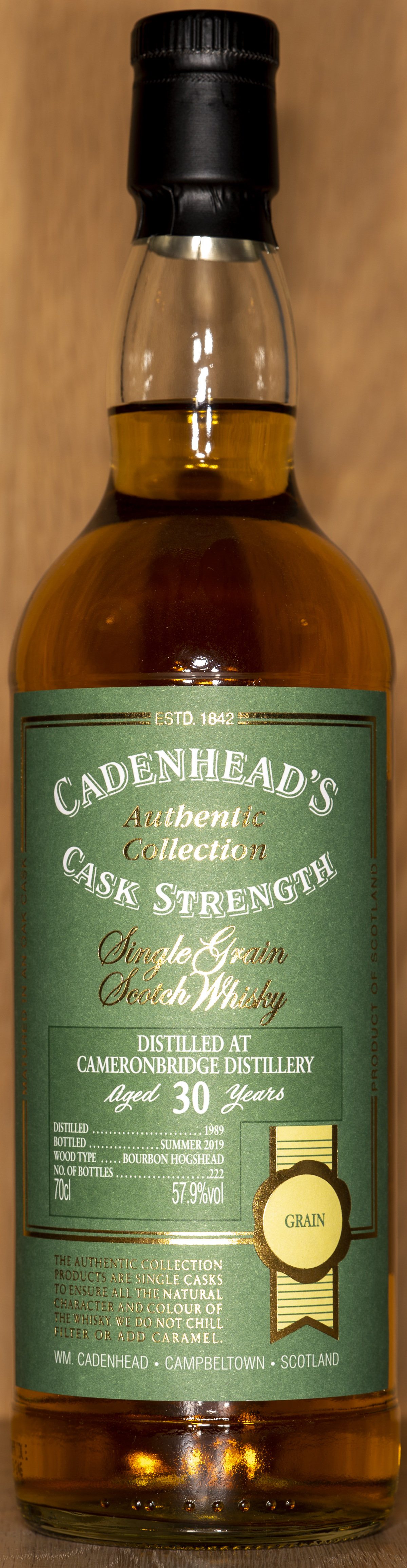 Billede: DSC_5031 - Cadenheads Authentic Collection Cameronbridge 30 - bottle front.jpg