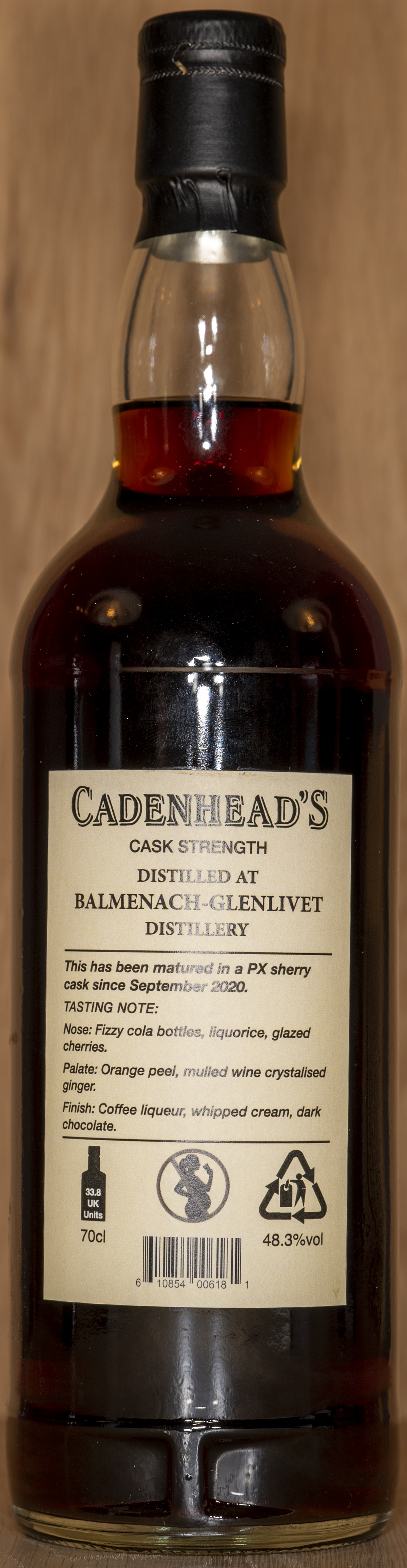 Billede: DSC_5017 - Cadenheads Sherry Cask Balmenach 17 - bottle back.jpg