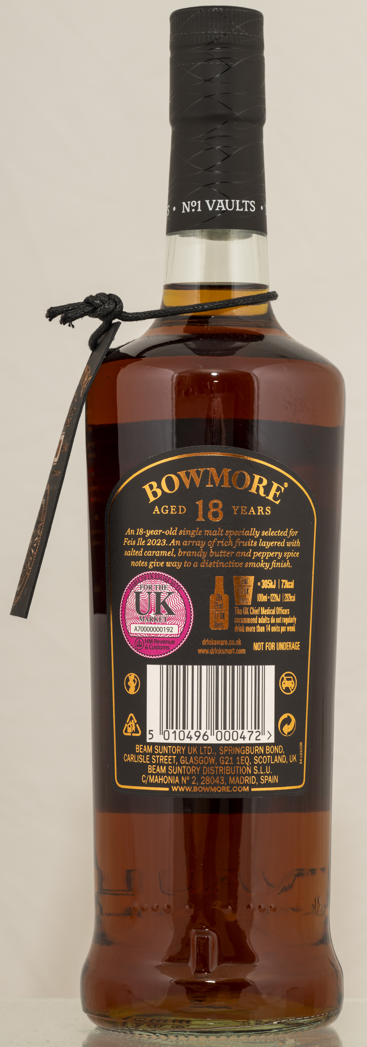 Billede: NZ8_6662 - Bowmore 18 Feis Isle 2023 - bottle back.jpg