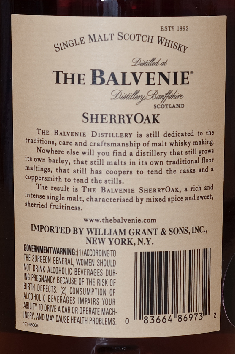 Billede: balvenie 17 sherryoak - bottle back label.jpg